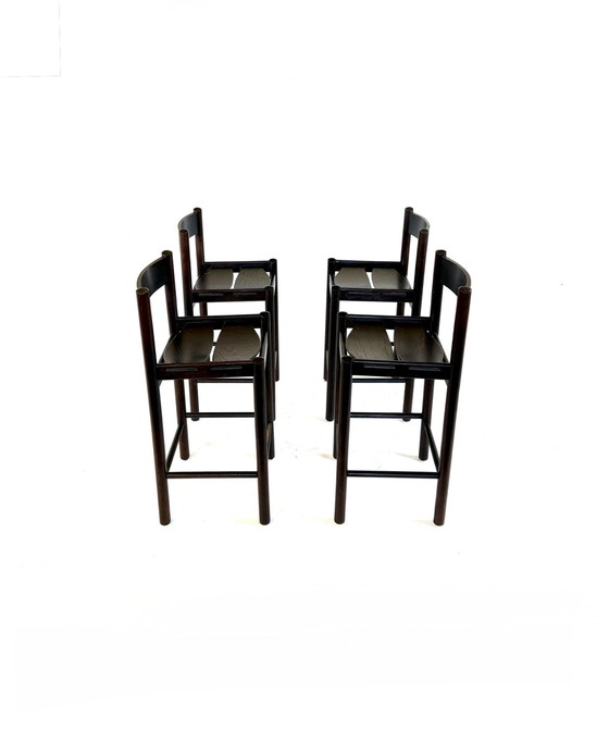 Image 1 of 4x Brutalist Bar Stools, Allmilmö '80