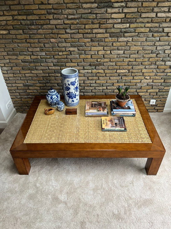 Image 1 of Vintage Ralph Lauren Home coffee table with woven wooden top