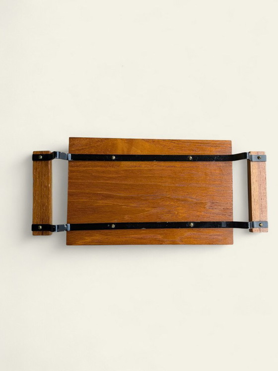 Image 1 of Vintage Toasthalter aus den 60er Jahren | Messing & Teakholz | Mid Century Frühstücksaccessoire | Retro Design Küchen Deko