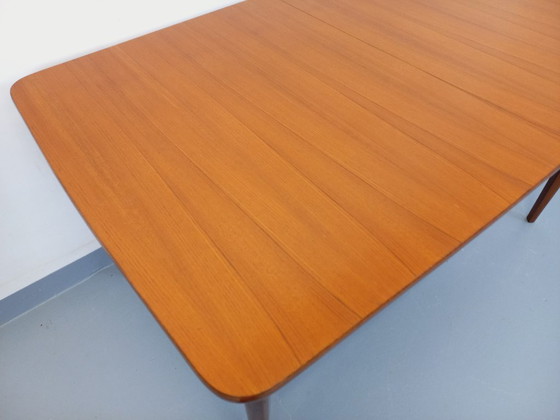 Image 1 of Rectangular Scandinavian-style vintage dining table from the 1950s/60s in teak with extensions