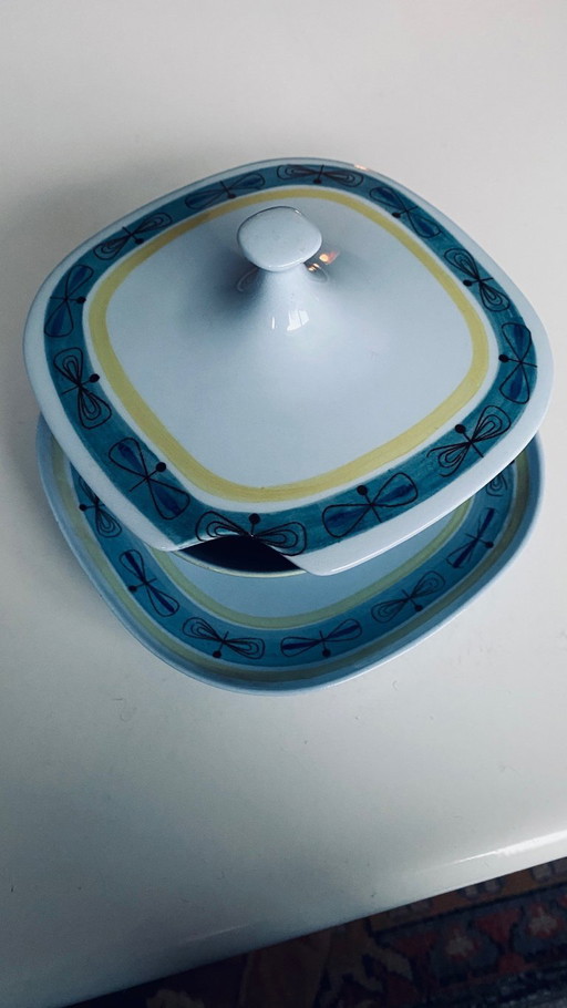 Royal Sphinx sauskom met deksel – decor “Libel” – Maastricht – jaren ’60