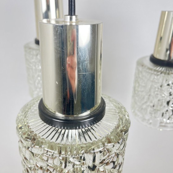 Image 1 of Suspension à trois lumières en cascade, verre, 1970