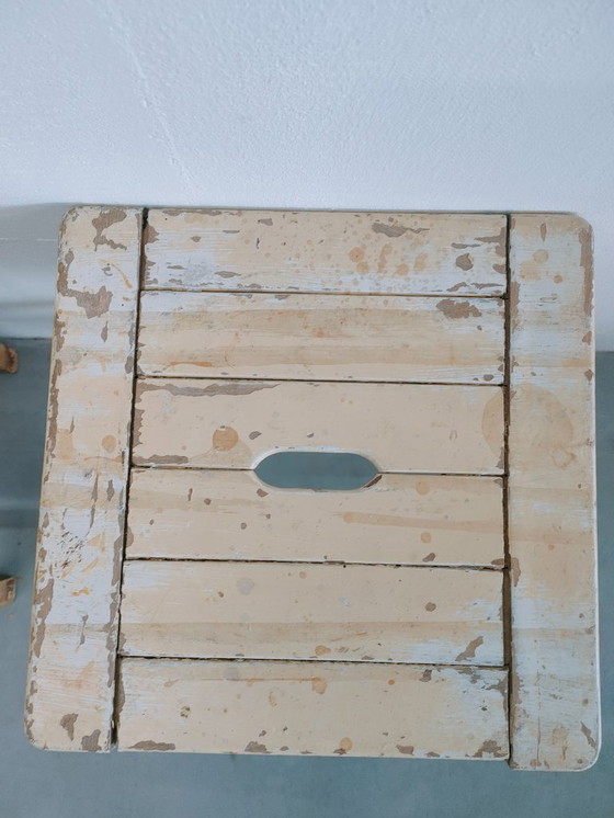 Image 1 of Brocante vintage/antique milk stool, side stool, side table (4 in stock).