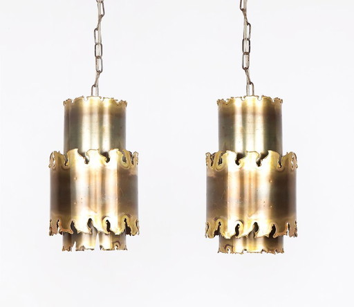 Conjunto de lámparas colgantes vintage de latón Holm Sorensen 6400