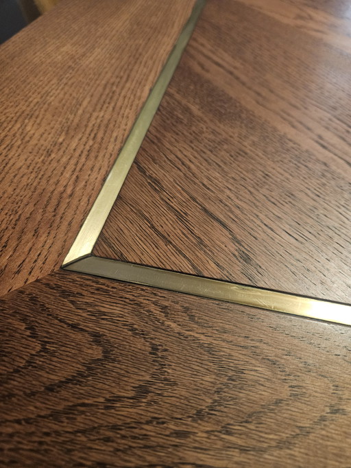 Dining table oak and brass