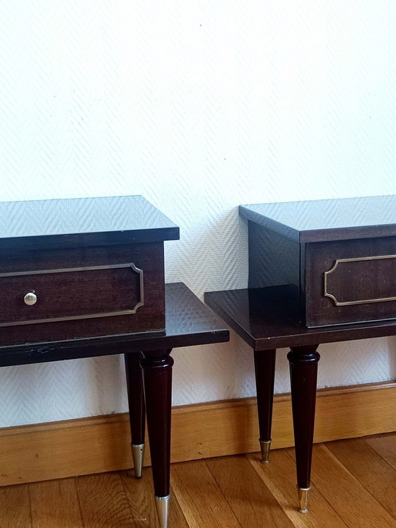 2x Mid-Century Gelakte Houten Nachtkastjes 1950 – Bijzettafels, Wood (photo 6 of 16)