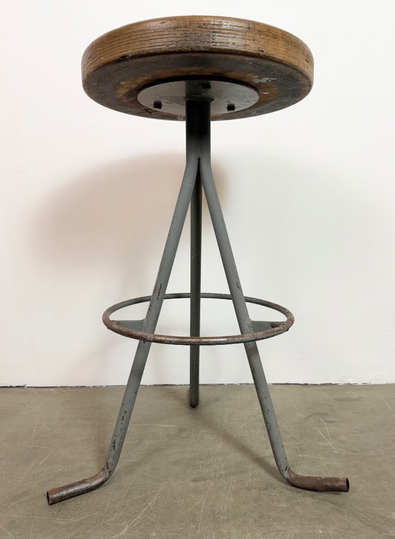 Image 1 of Grey Industrial Workshop Stool, 1960s