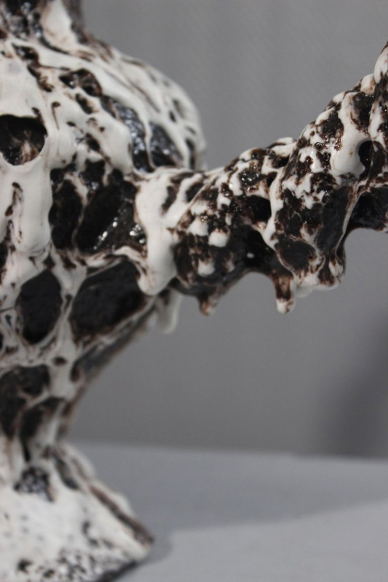 Image 1 of Marius Giuge a Vallauris - Vaso brutalista in ceramica smaltata con lava, anni '50