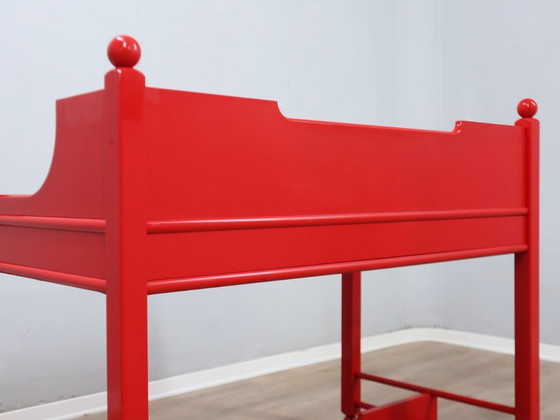 Image 1 of Scrivania vintage laccata rossa design rustico italiano anni '60