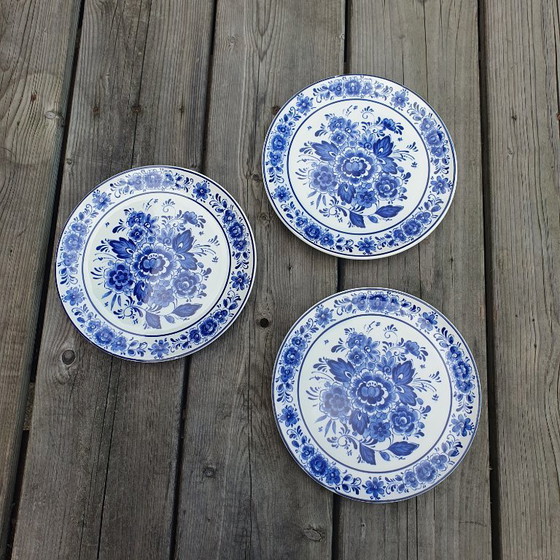 Image 1 of Echte Delfts Blauwe wandborden 3 stuks uit 1950