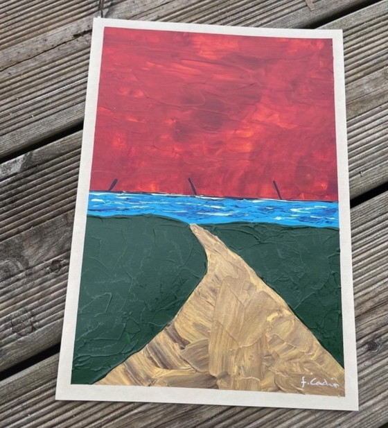 Image 1 of Acryl op papier. Formaat 30x21cm.