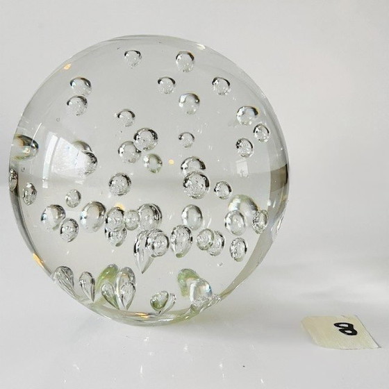 Image 1 of Fermacarte vintage in cristallo trasparente con campane Hollywood Regency