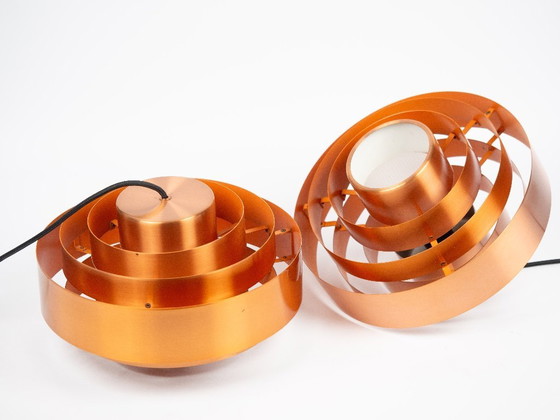 Image 1 of Pair of 2 Danish vintage pendant lamps Ultra by Jo Hammerborg, Fog og Morup, 1960s