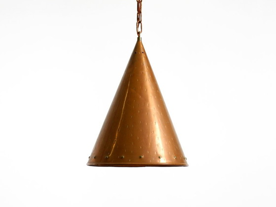 Image 1 of 1960s cone pendant lamp in copper by TH. VALENTINER Copenhagen, Made in Denmark