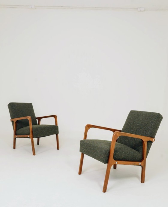 Image 1 of Vintage fauteuil in mid-century modern design, avocadogroene granola, 1960