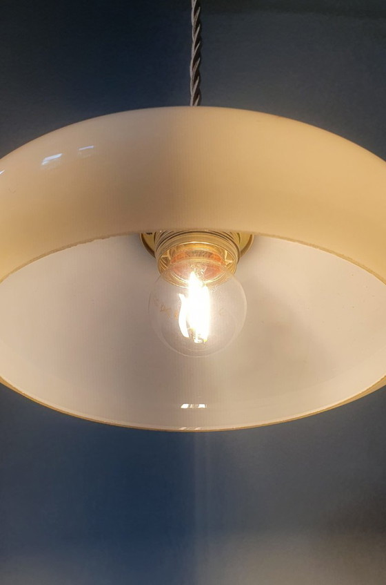 Vintage Marbled Pendant Lamp - Opaline Glass - Art Deco Style. – Metal (photo 4 of 15)