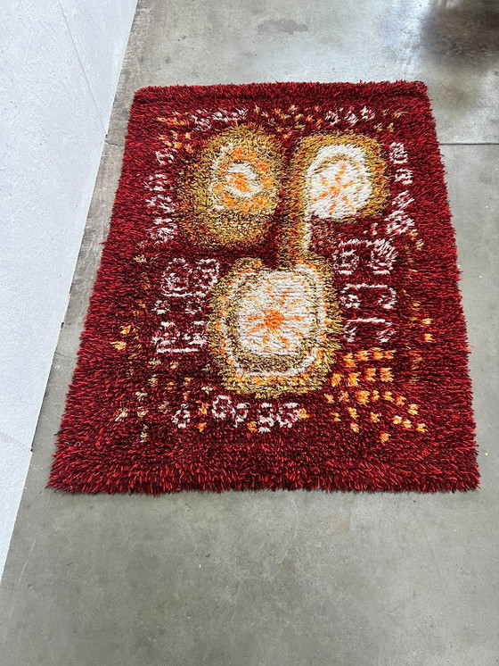 Image 1 of Scandinavian Vintage Wool Rug, Rya, Sweden 1960s
