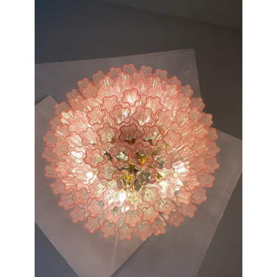 Image 1 of Plafonnier en verre de Murano rose « Tronchi »