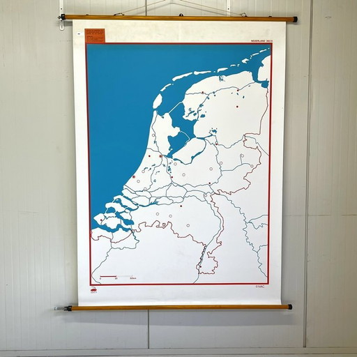 XL carte scolaire vintage carte murale Pays-Bas