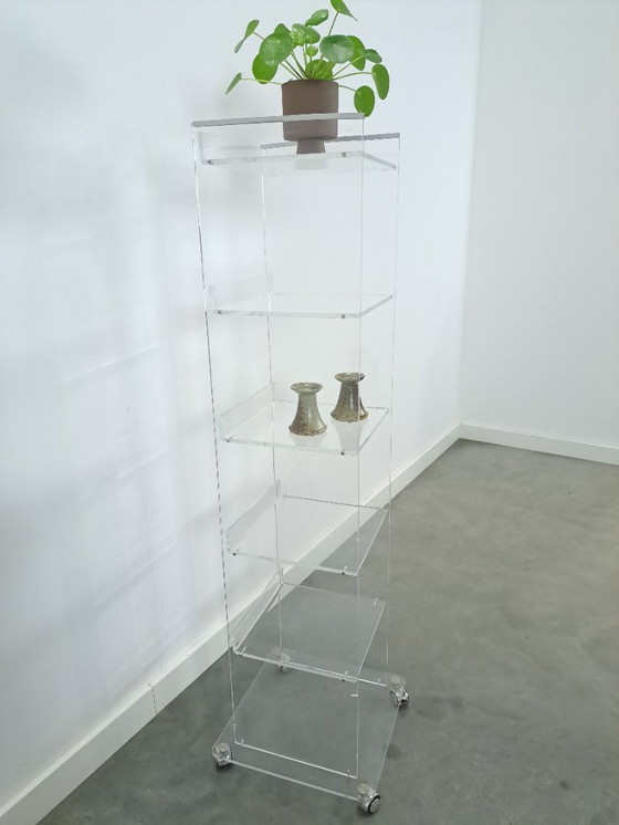 Image 1 of Plexiglass Shelving Unit Storage Cabinet on Wheels