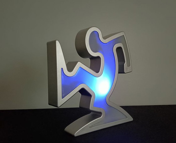 Image 1 of Keith Haring La Linea Lamp Osvaldo Cavandoli Silver In Original Packaging