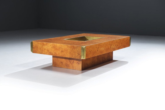 Image 1 of Atemberaubender Alveo-Couchtisch aus Maserholz – zugeschrieben an Willy Rizzo – Mario Sabot Italy