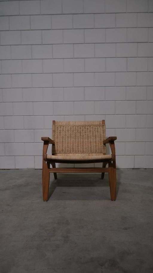 Valbona Lounger – massief teak met handgeweven koord (showroommodel)