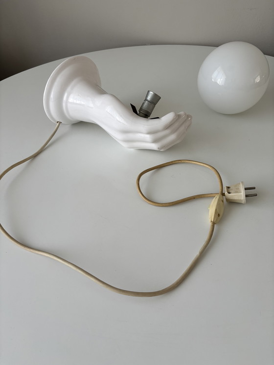 Image 1 of Vintage white Delft hand lamp with globe (marked)
