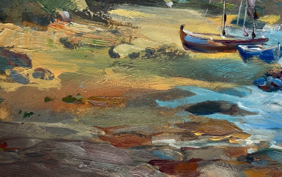 Image 1 of Original Oil Painting Summer Coastal Landscape Sunny day at sea