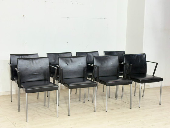 Image 1 of 8 elegante design vergaderstoelen in zwart leer