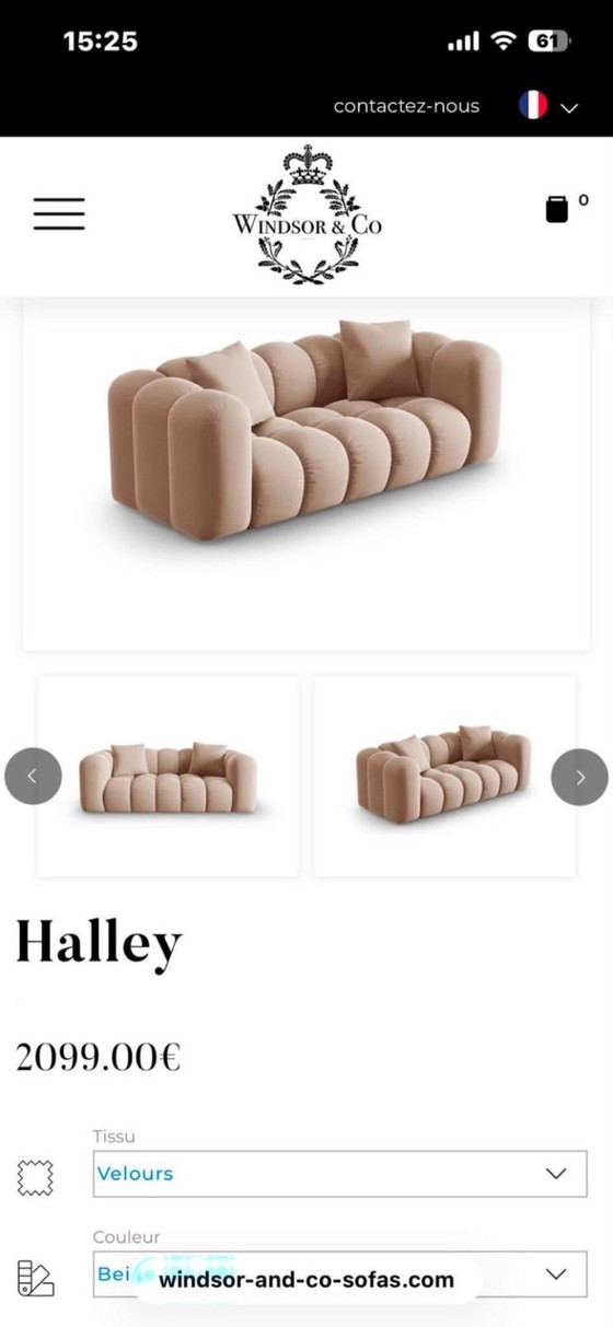 Windsor & Co Taupe/Beige Velvet Sofa – Windsor and Co, 3-5 seaters (photo 5 of 11)