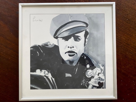 Set aus 4 Kunstdrucken Marilyn Monroe, Brigitte Bardot, Humphrey Bogart, Marlon Brando Signiert – N.v.t. (photo 4 of 8)
