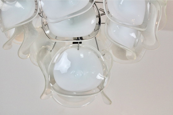 Vistosi Chandelier in White Handblown Murano Glass, Italy (photo 4 of 12)