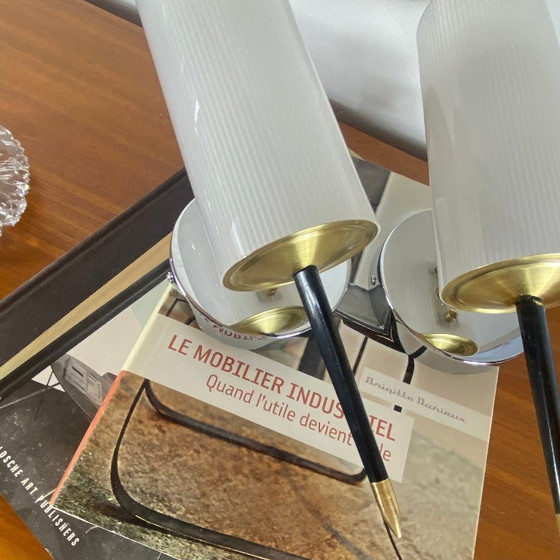 Pair of Vintage Plexiglass Plastic and Brass Wall lights (photo 2 of 9)