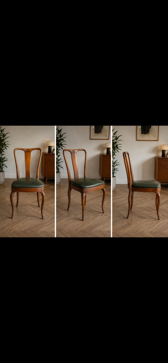 4 stoelen uit de jaren 1950 – Eetkamerstoelen, Wood, Skai (photo 4 of 5)
