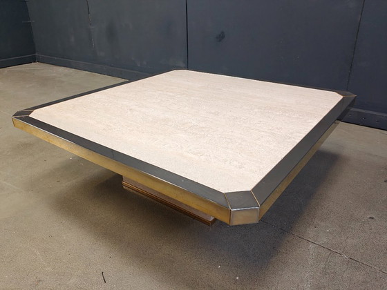 Image 1 of Tavolino vintage in travertino e oro 23kt Belgochrom, anni '70