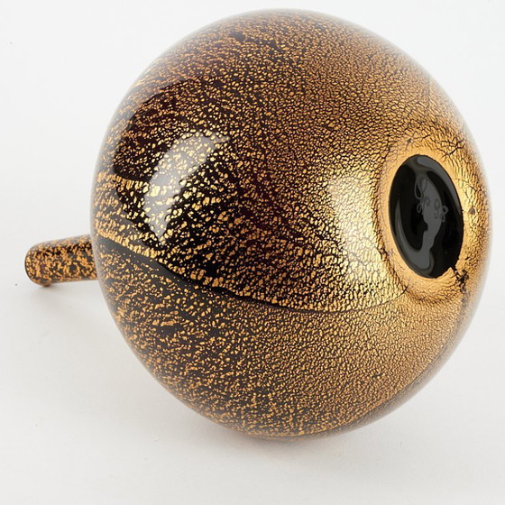 Image 1 of Raro vaso in vetro vintage, nero/oro