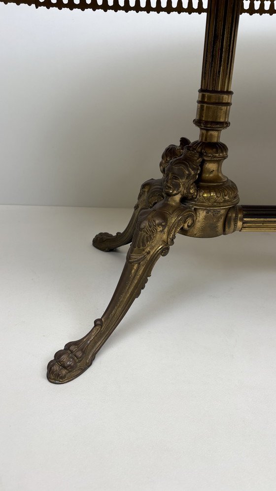 Image 1 of Tavolino da caffè vintage in pietra naturale, ottone e marmo onice