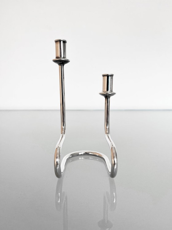 Image 1 of Vintage Maestri Italy verzilverde kandelaar kaarsenhouder