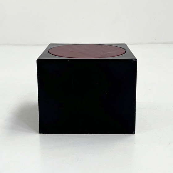 Image 1 of Sgabello a cubo nero e bordeaux Il Kubile di MIM Roma, anni '70