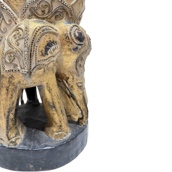 Antico Buddha birmano del XIX secolo - Legno policromo intagliato a mano - 57 cm – Sculture (photo 14 of 18)