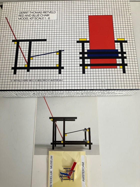 Image 1 of Rietveld Red and Blue Chair Model Kit Scale: 1:6.