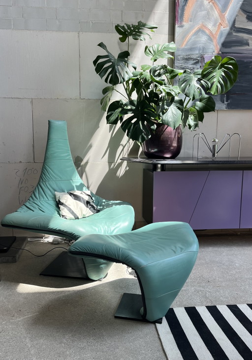 Sillón reclinable posmoderno Harvink “Turner”, de Jack Crebolder, con reposapiés