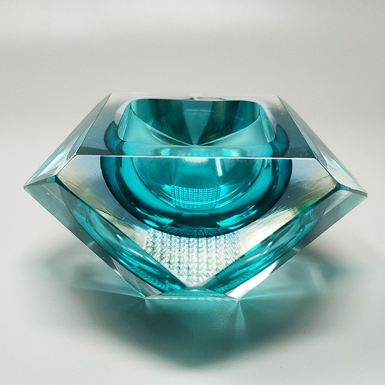 Image 1 of 1960s Gorgeous Turquoise Ashtray or Catchall by Flavio Poli for Seguso. Made in Italy