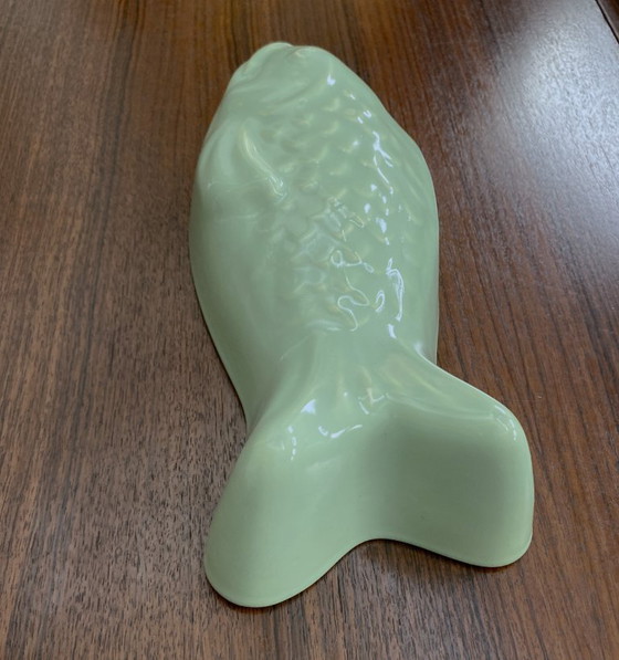 Visvormige Limoengroene Keramische Puddingvorm – Tafelwaar, Ceramic (photo 6 of 12)