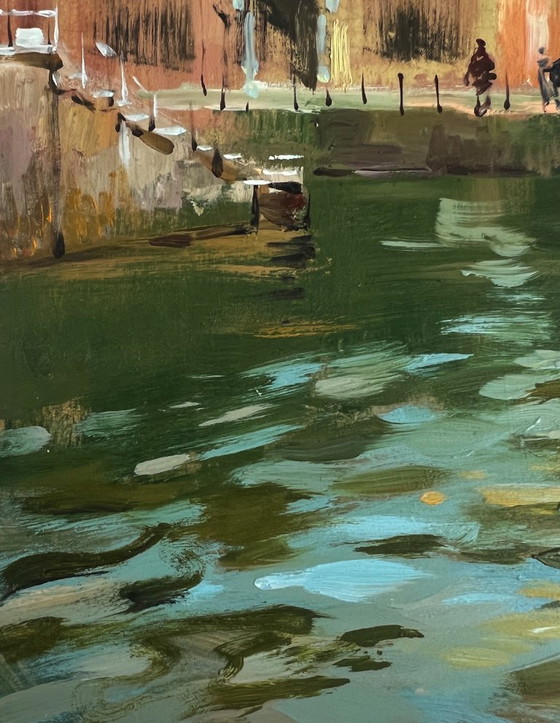 Image 1 of Original Oil Painting Coastal House Landscape Walking through the city streets