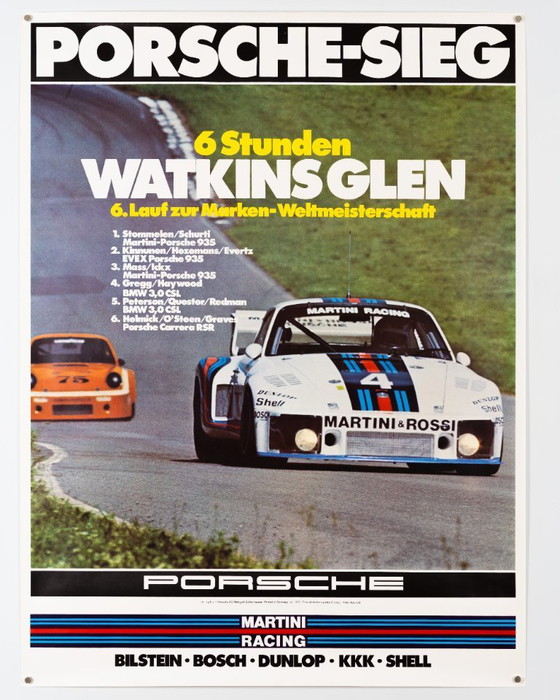 Image 1 of Sieg Watkins Glen 6 Hours – 1976 – Poster originale Porsche vintage di Erich Strenger – Motorsport Racing – 102x76 cm
