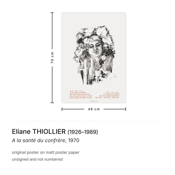 Eliane Thiollier-poster A La Santé Du Confrère 1970 – Paper (photo 3 of 5)