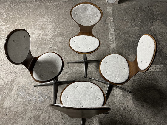 Image 1 of Ensemble de 4 chaises vintage en bois courbé et placage de bois de rose par Elmar Flötotto, Allemagne 1960