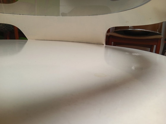 1970s Space Age Swivel Coffee Table – Wood & Glass (photo 6 of 6)